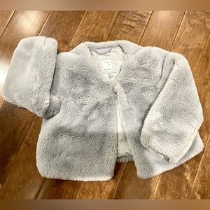 GAP Gray Faux Fur Jacket - 18-24 months